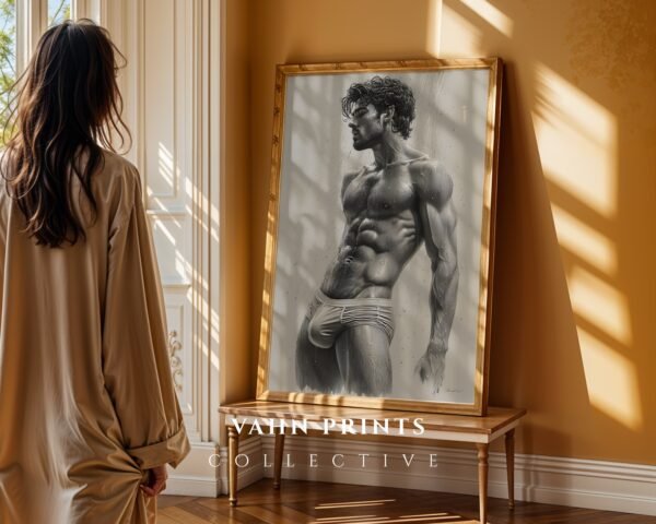 Male Nude Figure Sketch Wall Art Contemporary Design