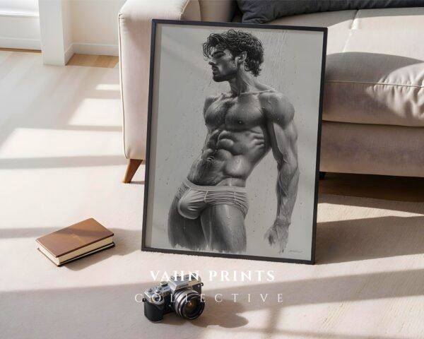 Male Nude Figure Sketch Wall Art Contemporary Design