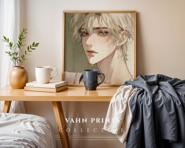Male Figure Wall Art Muscular Handsome Man Ethereal Romance Printable Digital Download