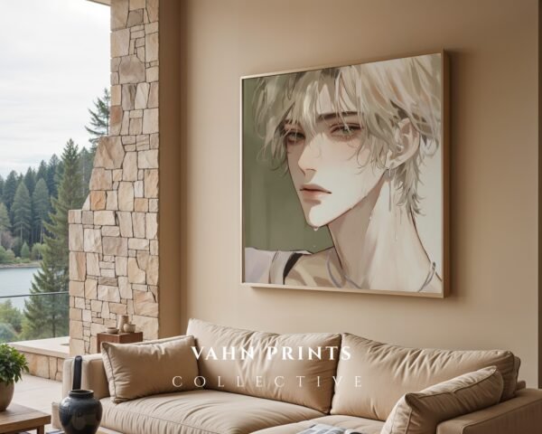 Male Figure Wall Art Muscular Handsome Man Ethereal Romance Printable Digital Download