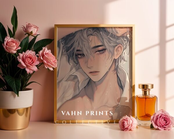 Minimal Nude Male Illustration Art Print Clean Style