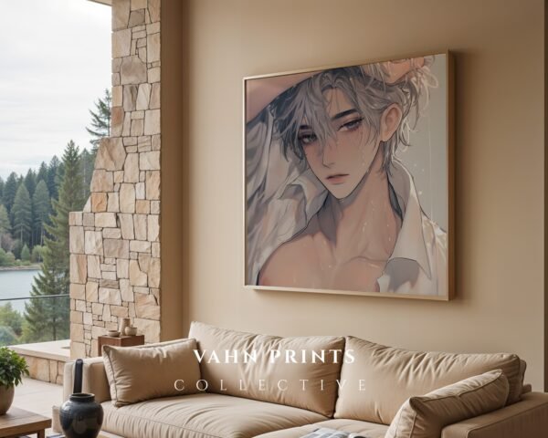 Minimal Nude Male Illustration Art Print Clean Style