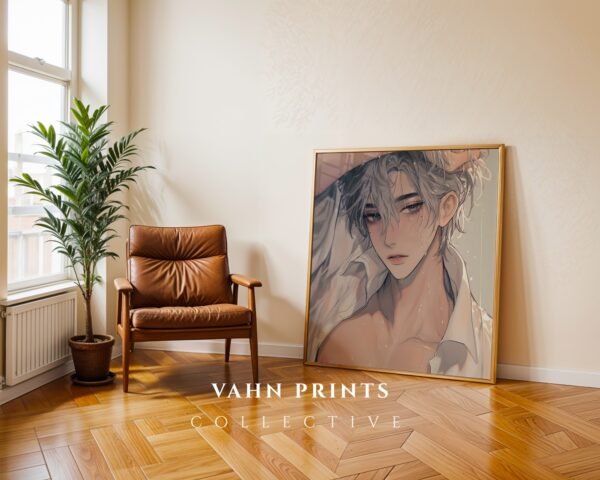 Minimal Nude Male Illustration Art Print Clean Style