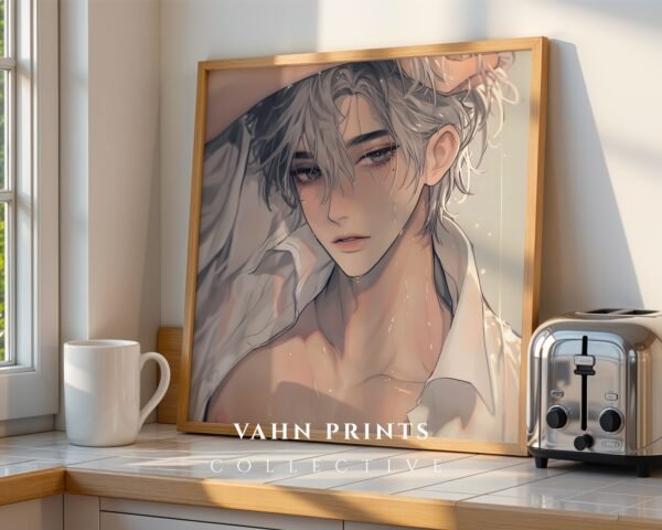 Minimal Nude Male Illustration Art Print Clean Style