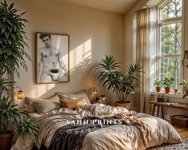 Male Nude Line Drawing Wall Art Modern Printable