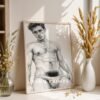 Male Nude Line Drawing Wall Art Modern Printable