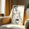 Male Nude Line Drawing Wall Art Modern Printable