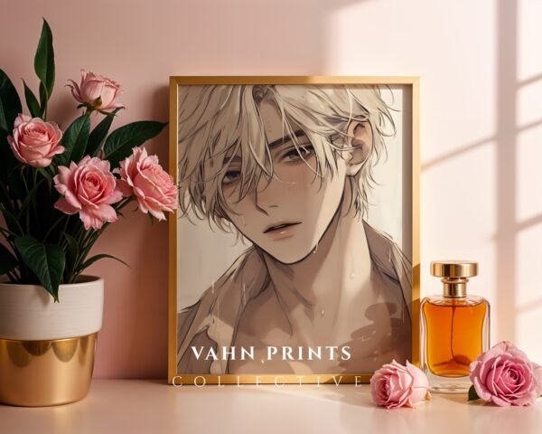 Soulmate Lover Wall Art Handsome Muscular Man Romantic Anime Printable Art