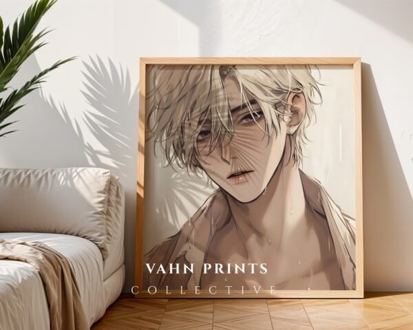 Soulmate Lover Wall Art Handsome Muscular Man Romantic Anime Printable Art