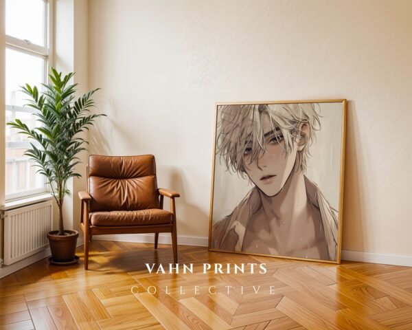 Soulmate Lover Wall Art Handsome Muscular Man Romantic Anime Printable Art