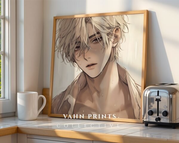 Soulmate Lover Wall Art Handsome Muscular Man Romantic Anime Printable Art