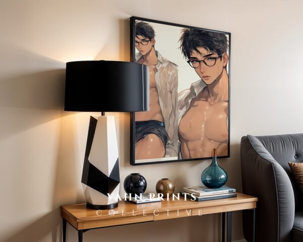 Muscular Man Wall Art Handsome Male Figure Anime Lover Romantic Printable Decor