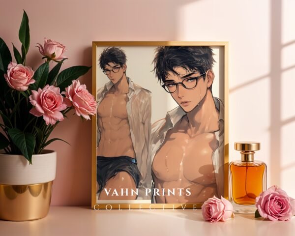 Muscular Man Wall Art Handsome Male Figure Anime Lover Romantic Printable Decor