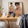 Muscular Man Wall Art Handsome Male Figure Anime Lover Romantic Printable Decor