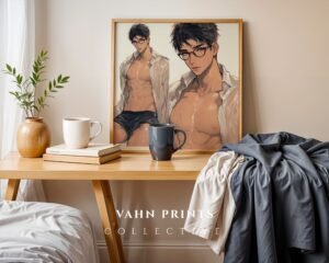 Muscular Man Wall Art Handsome Male Figure Anime Lover Romantic Printable Decor