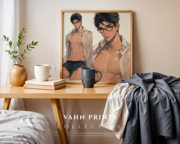 Muscular Man Wall Art Handsome Male Figure Anime Lover Romantic Printable Decor