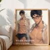 Muscular Man Wall Art Handsome Male Figure Anime Lover Romantic Printable Decor