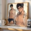 Muscular Man Wall Art Handsome Male Figure Anime Lover Romantic Printable Decor