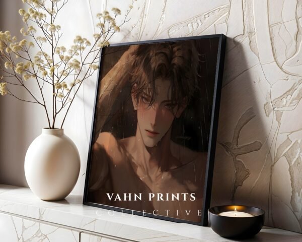 Anime Inspired Handsome Man Wall Art Muscular Male Romantic Digital Download