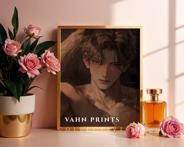 Anime Inspired Handsome Man Wall Art Muscular Male Romantic Digital Download