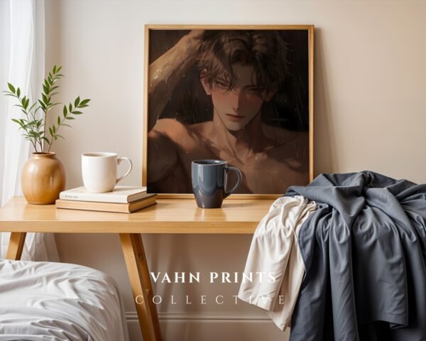 Anime Inspired Handsome Man Wall Art Muscular Male Romantic Digital Download