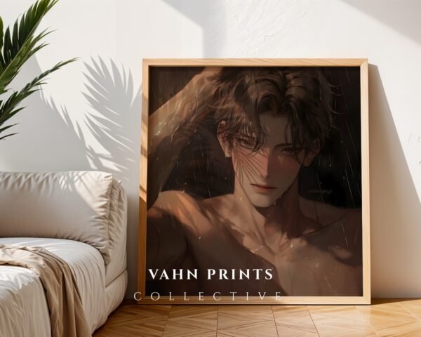 Anime Inspired Handsome Man Wall Art Muscular Male Romantic Digital Download