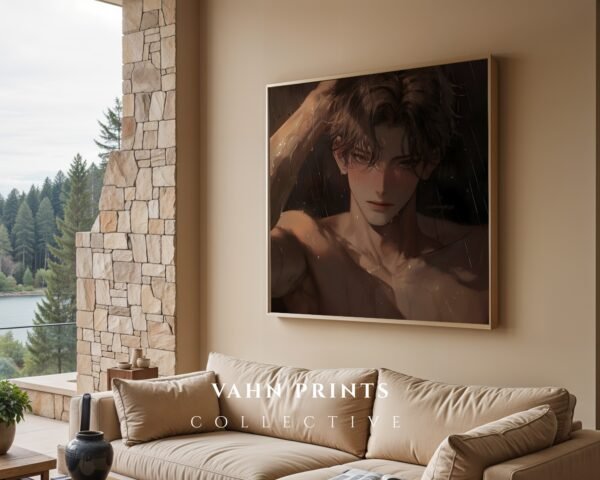 Anime Inspired Handsome Man Wall Art Muscular Male Romantic Digital Download