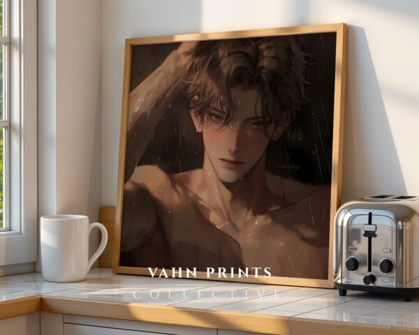 Anime Inspired Handsome Man Wall Art Muscular Male Romantic Digital Download