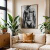 Stylish Nude Male Figure Illustration Wall Decor