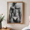 Stylish Nude Male Figure Illustration Wall Decor