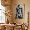 Stylish Nude Male Figure Illustration Wall Decor