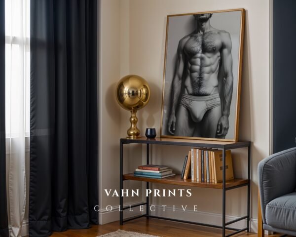 Stylish Nude Male Figure Illustration Wall Decor
