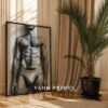 Stylish Nude Male Figure Illustration Wall Decor