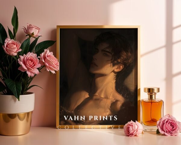 Romantic Man Wall Art Muscular Male Body Anime Style Printable Digital Art