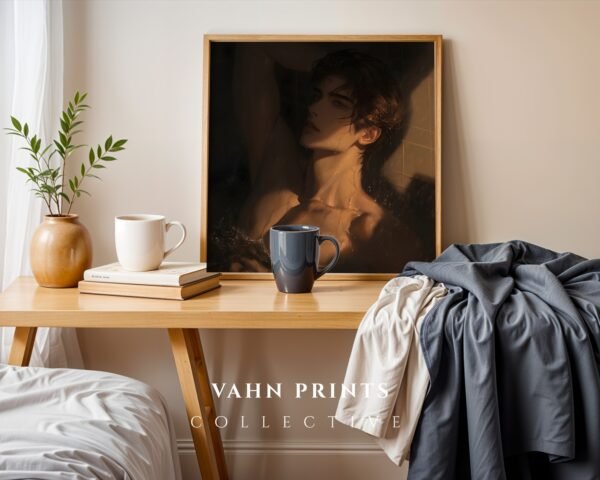 Romantic Man Wall Art Muscular Male Body Anime Style Printable Digital Art