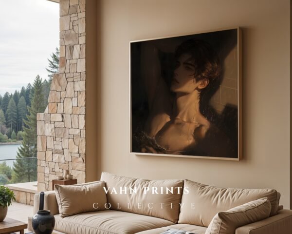 Romantic Man Wall Art Muscular Male Body Anime Style Printable Digital Art