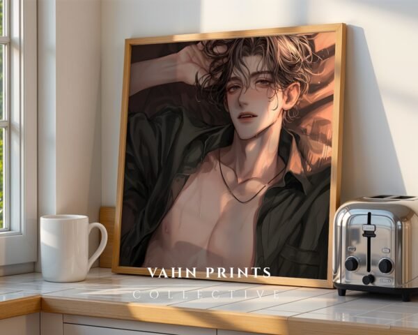 Handsome Anime Boyfriend Wall Art Muscular Male Romantic Printable Download