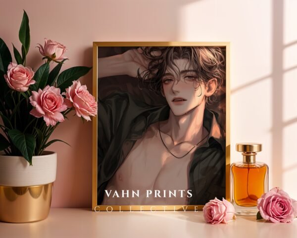 Handsome Anime Boyfriend Wall Art Muscular Male Romantic Printable Download