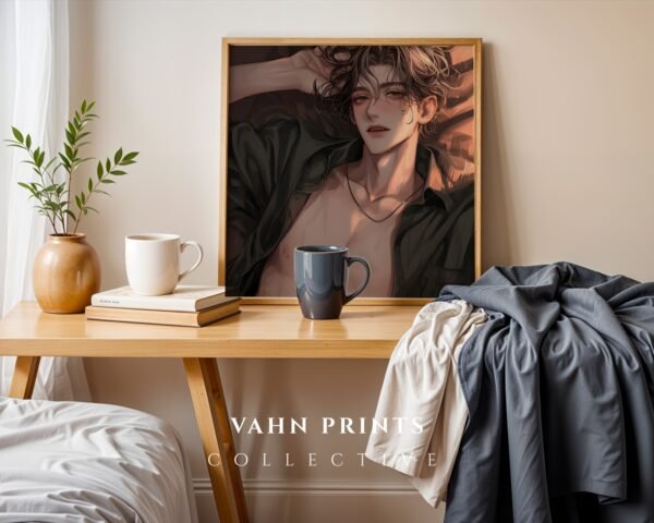 Handsome Anime Boyfriend Wall Art Muscular Male Romantic Printable Download