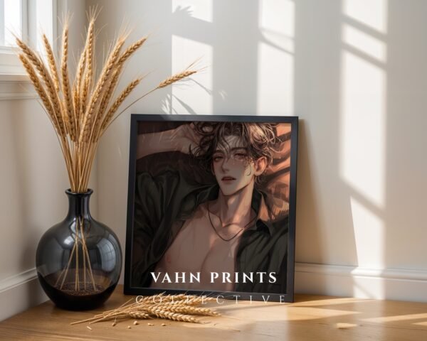 Handsome Anime Boyfriend Wall Art Muscular Male Romantic Printable Download