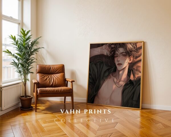 Handsome Anime Boyfriend Wall Art Muscular Male Romantic Printable Download