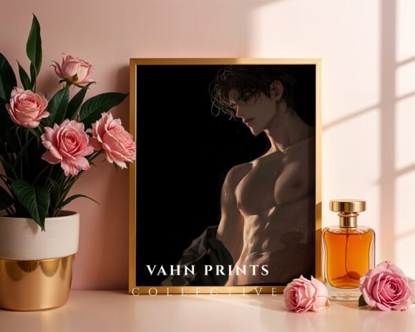 Soulmate Lover Wall Art Anime Style Muscular Handsome Male Printable