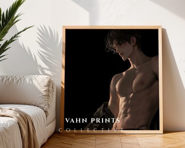 Soulmate Lover Wall Art Anime Style Muscular Handsome Male Printable