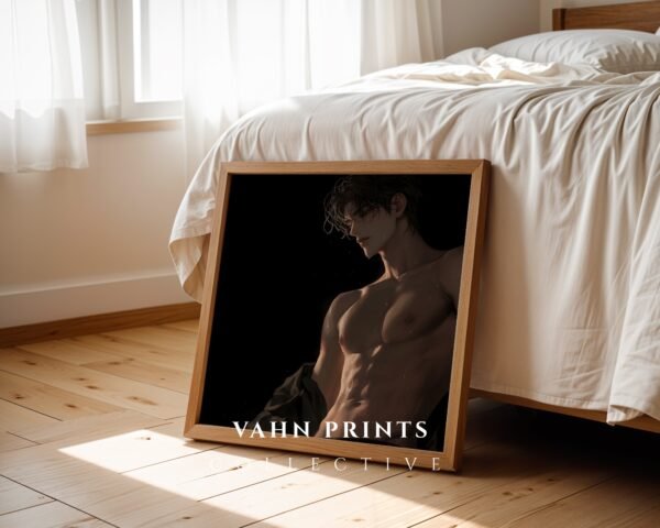 Soulmate Lover Wall Art Anime Style Muscular Handsome Male Printable