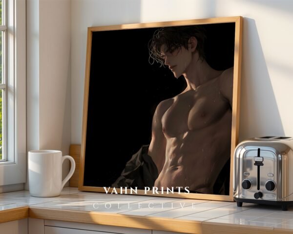 Soulmate Lover Wall Art Anime Style Muscular Handsome Male Printable