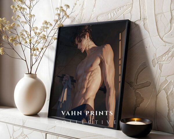 Ethereal Romantic Husband Wall Art Muscular Male Figure Printable Decor