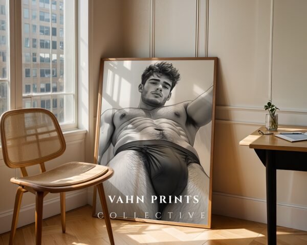 Male Nude Body Outline Art Print Contemporary Style