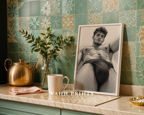 Male Nude Body Outline Art Print Contemporary Style