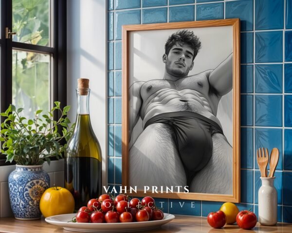 Male Nude Body Outline Art Print Contemporary Style