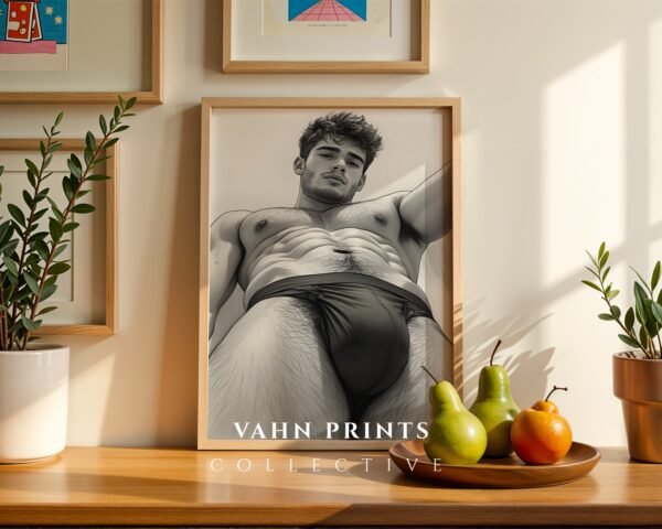 Male Nude Body Outline Art Print Contemporary Style